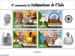 Djibouti 2022 75th Anniversary Of Independence Of India, Mint NH, History - Nature - Various - Gandhi - Birds - Maps - Mahatma Gandhi