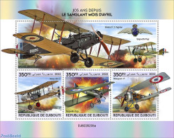 Djibouti 2022 105 Years Since The Bloody April, Mint NH, History - Transport - Militarism - Aircraft & Aviation - Militaria