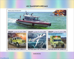 Djibouti 2022 Special Transport , Mint NH, Transport - Fire Fighters & Prevention - Aircraft & Aviation - Ships And Bo.. - Bombero