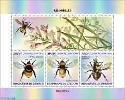 Djibouti 2022 Bees (Bombus Lapponicus; Apathus Vestalis; Anthophora Acervorum), Mint NH, Nature - Bees - Yibuti (1977-...)