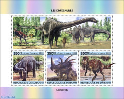 Djibouti 2022 Dinosaurs (Apatosaurus Ajax; Styracosaurus Albertensis; Cryolophosaurus Ellioti), Mint NH, Nature - Preh.. - Prehistorisch