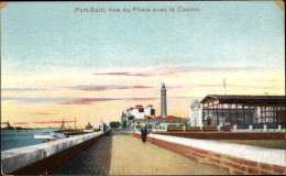 CPA Port Said Ägypten, Blick Auf Den Leuchtturm Mit Dem Casino, Wegpartie, Meer - Autres & Non Classés