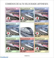 Mozambique 2022 Japanese Speed Trains, Mint NH, Transport - Railways - Eisenbahnen