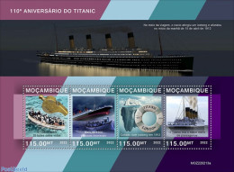 Mozambique 2022 110th Anniversary Of Titanic, Mint NH, Transport - Ships And Boats - Titanic - Barcos