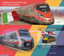 Mozambique 2022 European Speed Trains, Mint NH, Transport - Railways - Eisenbahnen