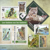 Guinea, Republic 2022 Stamps On Stamps, Mint NH, Nature - Birds - Cat Family - Crocodiles - Monkeys - Owls - Parrots -.. - Sellos Sobre Sellos