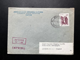 ENVELOPPE YOUGOSLAVIE KOTOR / POUR LONDRES GB 1963 - Cartas & Documentos