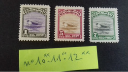 GROENLAND N°10** 11** 12**   CHIEN DE MER   LOT - Unused Stamps