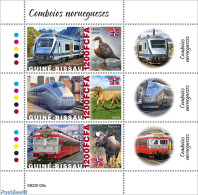 Guinea Bissau 2022 Norwegian Trains, Mint NH, Nature - Transport - Animals (others & Mixed) - Birds - Horses - Railways - Trains