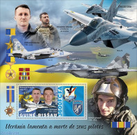 Guinea Bissau 2022 Ukraine Mourns Its Pilots, Mint NH, Transport - Aircraft & Aviation - Vliegtuigen