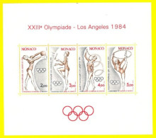 MONACO 1984 Sheet Olympics Los Angeles - Foglietto Olimpiadi - Neufs