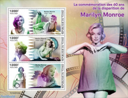 Chad 2022 60th Memorial Anniversary Of Marilyn Monroe, Mint NH, Performance Art - Marilyn Monroe - Sonstige & Ohne Zuordnung