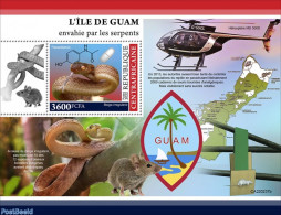 Central Africa 2022 The Island Of Guam Invaded By Snakes, Mint NH, Nature - Transport - Various - Snakes - Aircraft & .. - Vliegtuigen