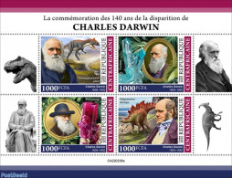 Central Africa 2022 140th Memorial Anniversary Of Charles Darwin, Mint NH, History - Nature - Geology - Prehistoric An.. - Prehistorics