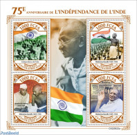 Central Africa 2022 75th Anniversary Of Independence Of India, Mint NH, History - Gandhi - Mahatma Gandhi