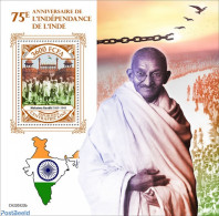 Central Africa 2022 75th Anniversary Of Independence Of India, Mint NH, History - Gandhi - Mahatma Gandhi