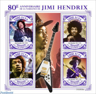 Central Africa 2022 80th Anniversary Of Jimi Hendrix, Mint NH, Performance Art - Music - Musical Instruments - Musique