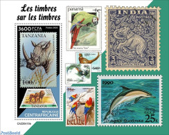 Central Africa 2022 Stamps On Stamps, Mint NH, Nature - Cat Family - Rhinoceros - Stamps On Stamps - Briefmarken Auf Briefmarken