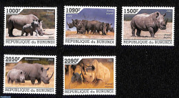 Burundi 2022 Rhinos, 5v, Mint NH, Nature - Rhinoceros - Other & Unclassified