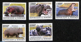 Burundi 2022 Hippos, 5v, Mint NH, Nature - Hippopotamus - Autres & Non Classés