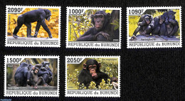 Burundi 2022 Chimpanzees, 5v, Mint NH, Nature - Monkeys - Autres & Non Classés