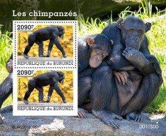 Burundi 2022 Chimpanzees, Mint NH, Nature - Monkeys - Other & Unclassified