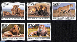 Burundi 2022 Lions, 5v, Mint NH, Nature - Cat Family - Sonstige & Ohne Zuordnung