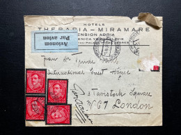 ENVELOPPE YOUGOSLAVIE CRIKVENICA / POUR LONDRES GB 1935 / HOTEL TERAPIA MARAMARE - Covers & Documents