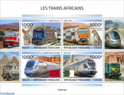 Togo 2022 African Trains, Mint NH, Nature - Transport - Animals (others & Mixed) - Cat Family - Railways - Eisenbahnen