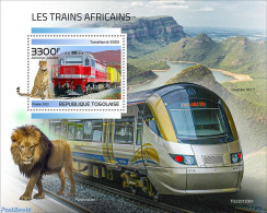 Togo 2022 African Trains, Mint NH, Nature - Transport - Cat Family - Railways - Trains