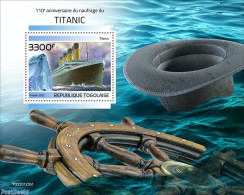 Togo 2022 110th Anniversary Of The Sinking Of The Titanic, Mint NH, Transport - Ships And Boats - Titanic - Boten