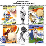 Niger 2022 India Independence 4v M/s, Mint NH, History - Gandhi - Mahatma Gandhi