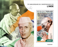 Togo 2022 75th Anniversary Of Independence Of India, Mint NH, History - Gandhi - Mahatma Gandhi