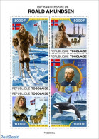 Togo 2022 150th Anniversary Of Roald Amundsen, Mint NH, History - Nature - Transport - Explorers - Flags - Dogs - Sea .. - Erforscher