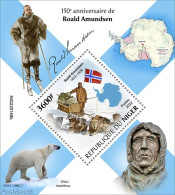 Niger 2022 150th Anniversary Of Roald Amundsen, Mint NH, History - Nature - Transport - Explorers - Flags - Bears - Dogs - Erforscher