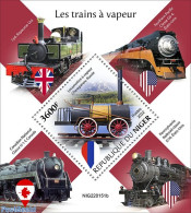 Niger 2022 Steam Trains, Mint NH, Transport - Railways - Eisenbahnen