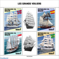 Niger 2022 Tall Ships , Mint NH, History - Transport - Flags - Ships And Boats - Barcos