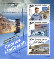 Togo 2022 95th Anniversary Of Spirit Of St. Louis Of Charles Lindbergh, Mint NH, Transport - Stamps On Stamps - Aircra.. - Sellos Sobre Sellos