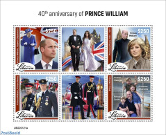 Liberia 2022 40th Annversary Of Prince William, Mint NH, History - Charles & Diana - Kings & Queens (Royalty) - Königshäuser, Adel