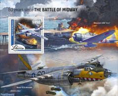 Liberia 2022 80 Years Since The Battle Of Midway, Mint NH, History - Transport - World War II - Aircraft & Aviation - 2. Weltkrieg