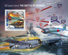 Liberia 2022 80 Years Since The Battle Of Midway, Mint NH, History - Transport - World War II - Aircraft & Aviation - WO2