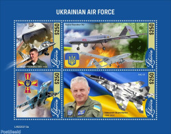 Liberia 2022 Ukrainian Airforce, Mint NH, History - Transport - Militarism - Aircraft & Aviation - Militares