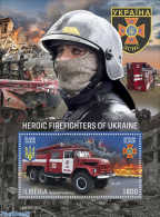 Liberia 2022 Heroic Firefighters Of Ukraine, Mint NH, Transport - Automobiles - Fire Fighters & Prevention - Auto's