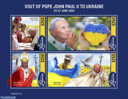 Liberia 2022 Visit Of Pope John Paul II To Ukraine, Mint NH, Religion - Pope - Papas