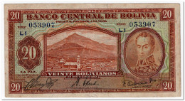 BOLIVIA,20 BOLIVIANOS,L.1928,P.131,F+ - Bolivie