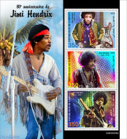 Djibouti 2022 80th Anniversary Of Jimi Hendrix, Mint NH, Performance Art - Music - Musical Instruments - Popular Music - Music