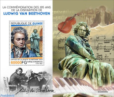 Guinea, Republic 2022 195th Memorial Anniversary Of Ludwig Van Beethoven, Mint NH, Performance Art - Music - Musical I.. - Música