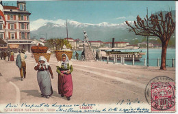 3974. Lugano, Sur Les Quais, Donne, Nave, Guglielmo Tell, Viaggiata 1906 - Lugano