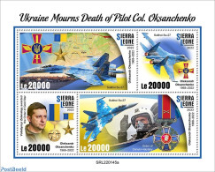 Sierra Leone 2022 Ukraine Mourns Its Pilot Oksanchenko, Mint NH, History - Transport - Militarism - Aircraft & Aviation - Militaria