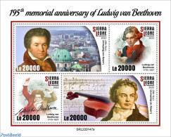 Sierra Leone 2022 195th Memorial Anniversary Of Ludwig Van Beethoven, Mint NH, Performance Art - Music - Musical Instr.. - Música